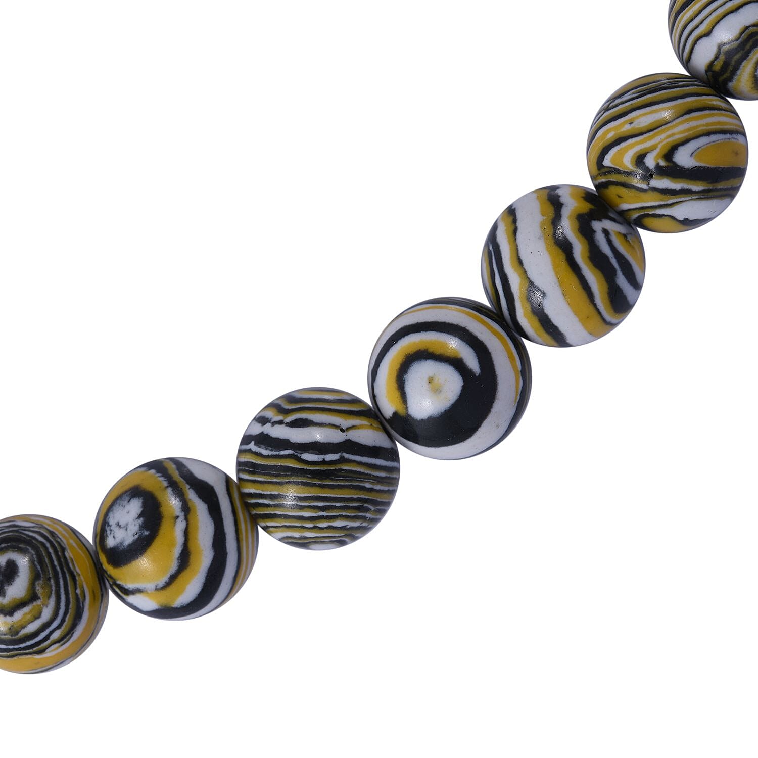 Black and Yellow Malachite Beads Necklace (Size - 18) in Sterling Silver 450.00 Ct.