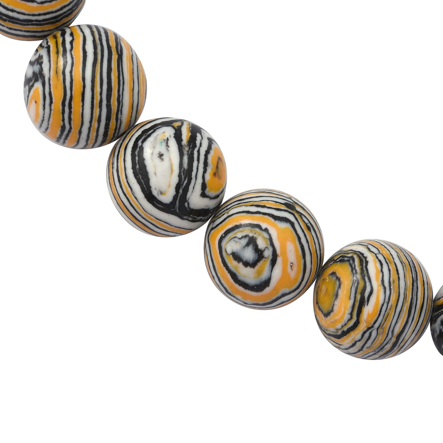 Black and Yellow Malachite Beads Necklace (Size - 18) in Sterling Silver 450.00 Ct.