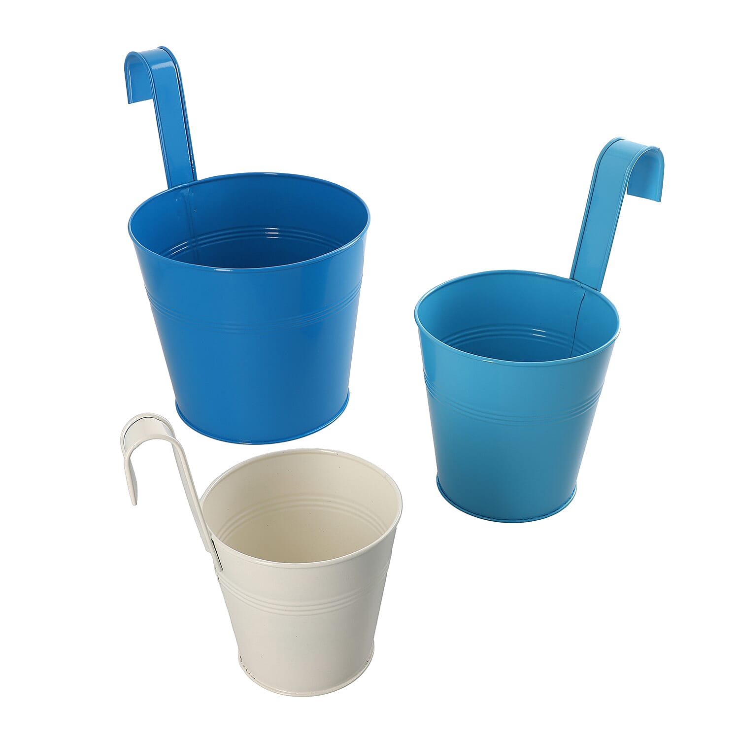 Set of 12 Flower Pot Hanging Railing Planters Fence Planters (Size 15X13, 4-13X9.5, 4-10X7.5 Cm) - Multi