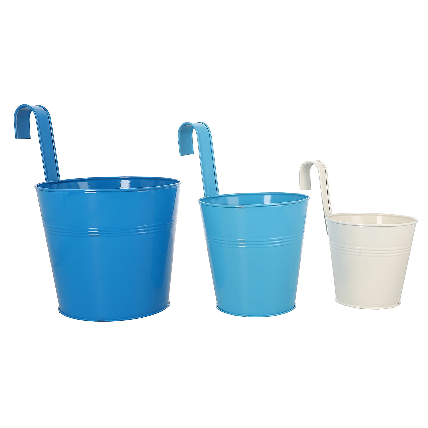 Set of 12 Flower Pot Hanging Railing Planters Fence Planters (Size 15X13, 4-13X9.5, 4-10X7.5 Cm) - Multi