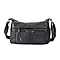  Genuine Leather Crossbody Bag with Tassels and Shoulder Strap - Black