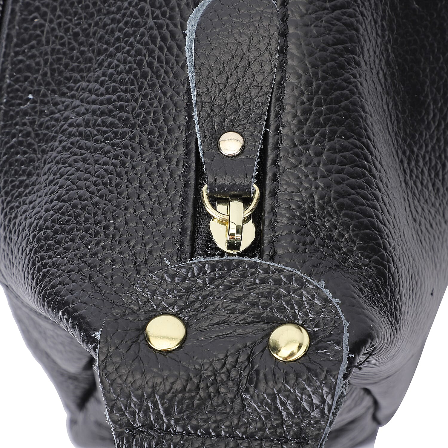  Genuine Leather Crossbody Bag with Tassels and Shoulder Strap - Black