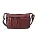  Genuine Leather Crossbody Bag with Tassels and Shoulder Strap - Red