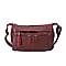  Genuine Leather Crossbody Bag with Tassels and Shoulder Strap - Red