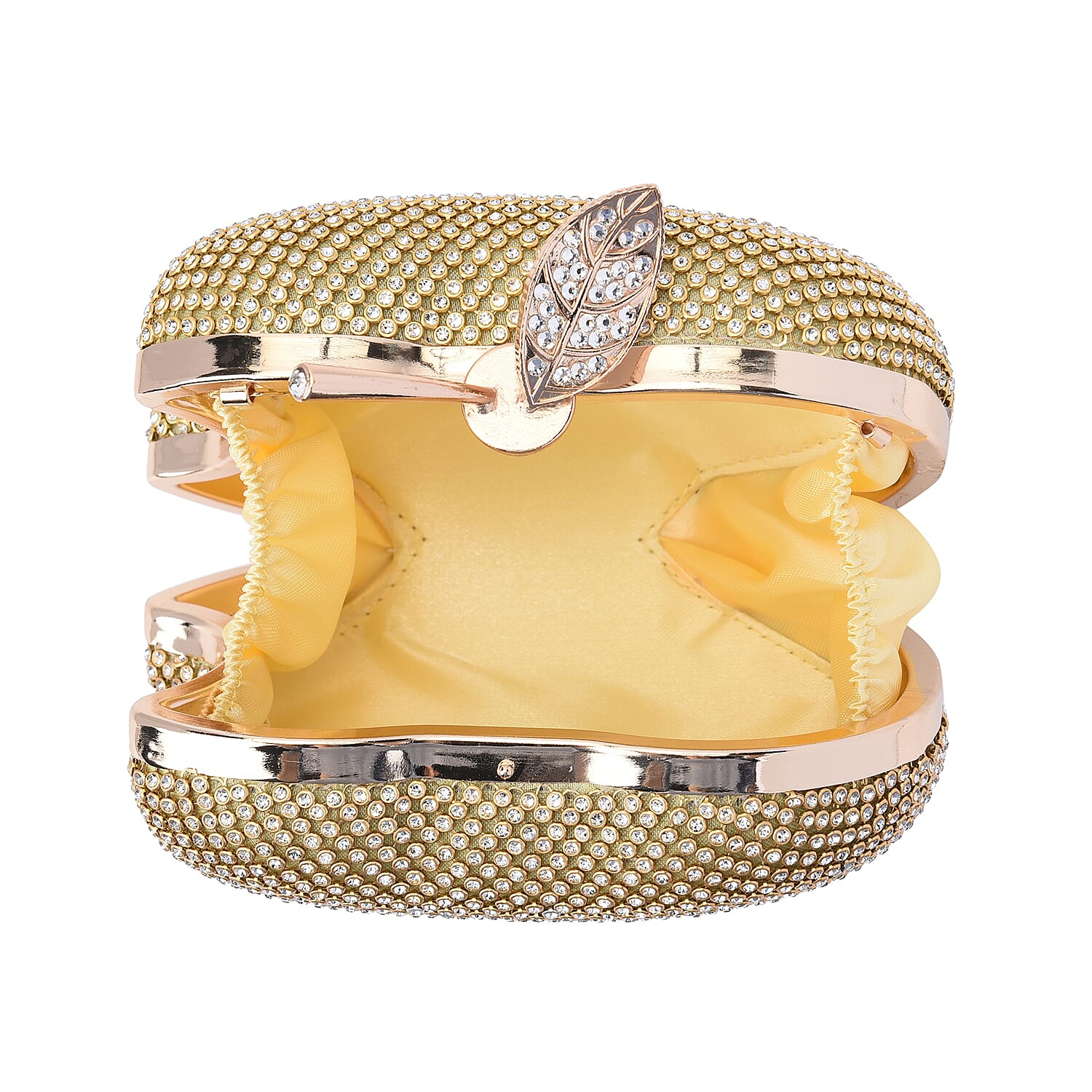 lifestyle- Color Gold color Size/Profile Clutch bag Wall (exterior) Iron with Crystal Lining (Interior) polyester