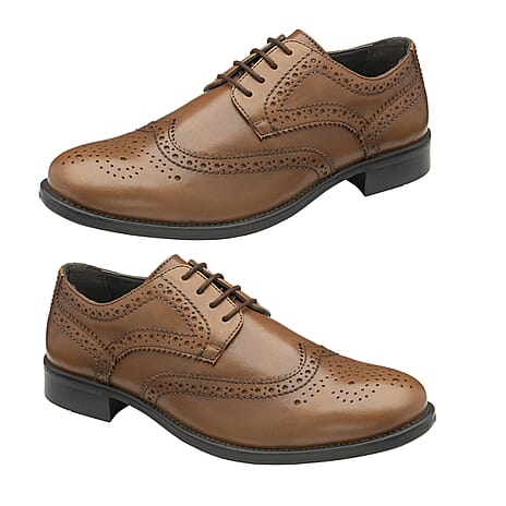 FRANK WRIGHT Rhine Leather Brogue Shoe (Size 10) - Tan