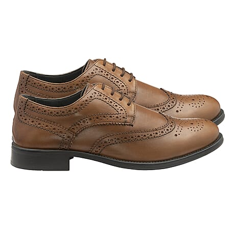 FRANK WRIGHT Rhine Leather Brogue Shoe (Size 10) - Tan