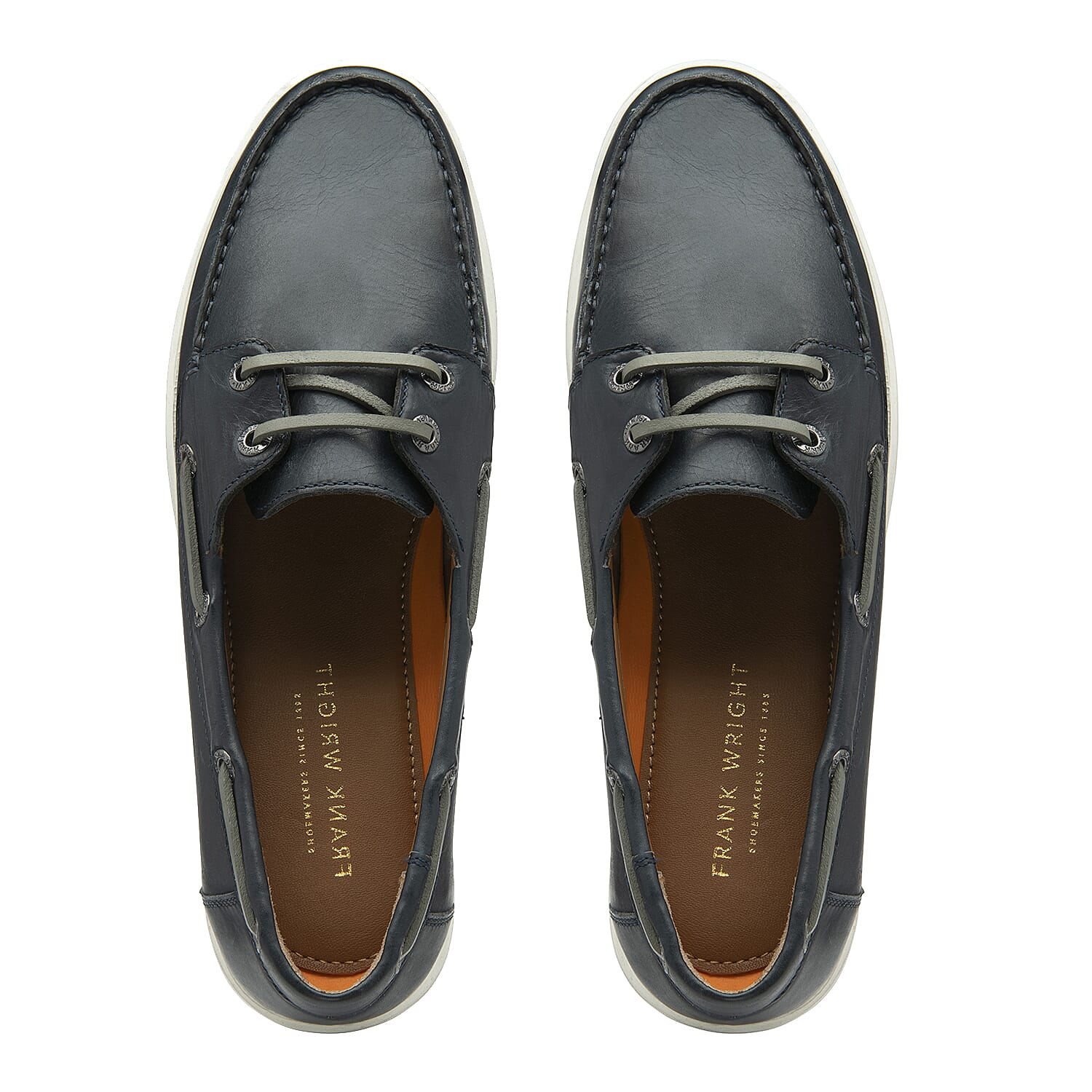 FRANK WRIGHT Keel Leather Boat Shoe (Size 8) - Navy