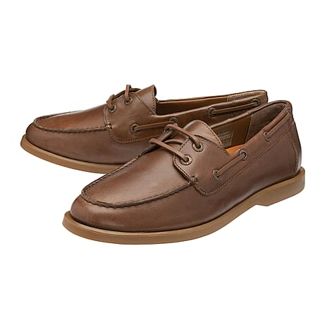 FRANK WRIGHT Keel Leather Boat Shoe (Size 9) - Tan