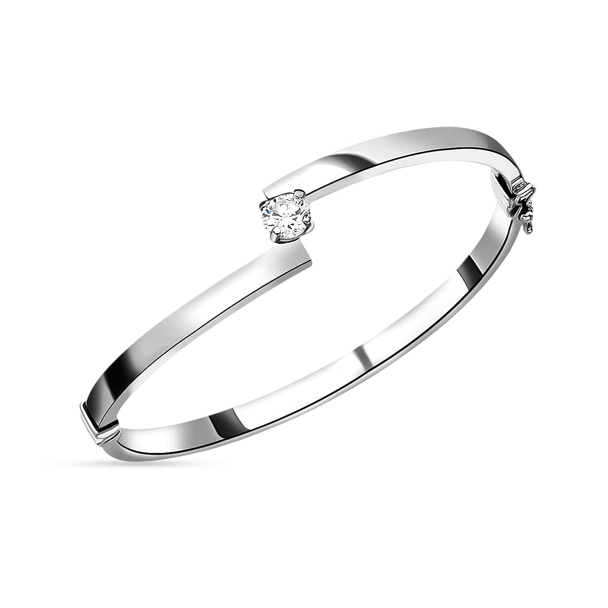 9K White Gold Cubic Zirconia Bangle (Size 7), Gold wt. 7.20 Gms