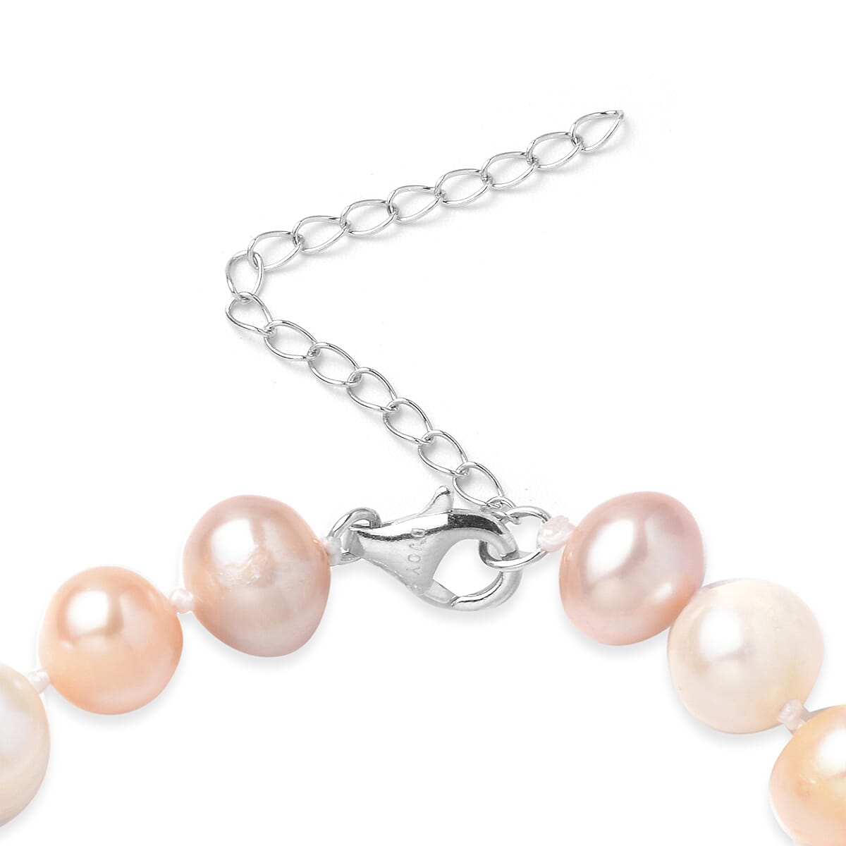 Multi Colour Freshwater Pearl Bracelet (Size - 8.5 with Extender) in Sterling Silver
