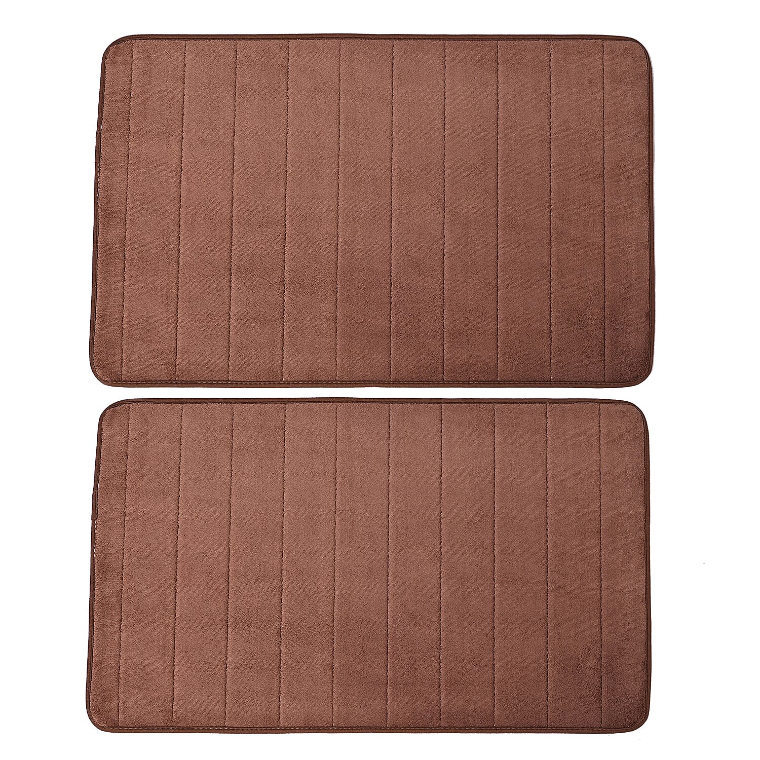 Set of 2 Anti Slip Bath Mat - Brown