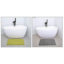 Set of 2 Anti Slip Bath Mat - Light Green and Grey
