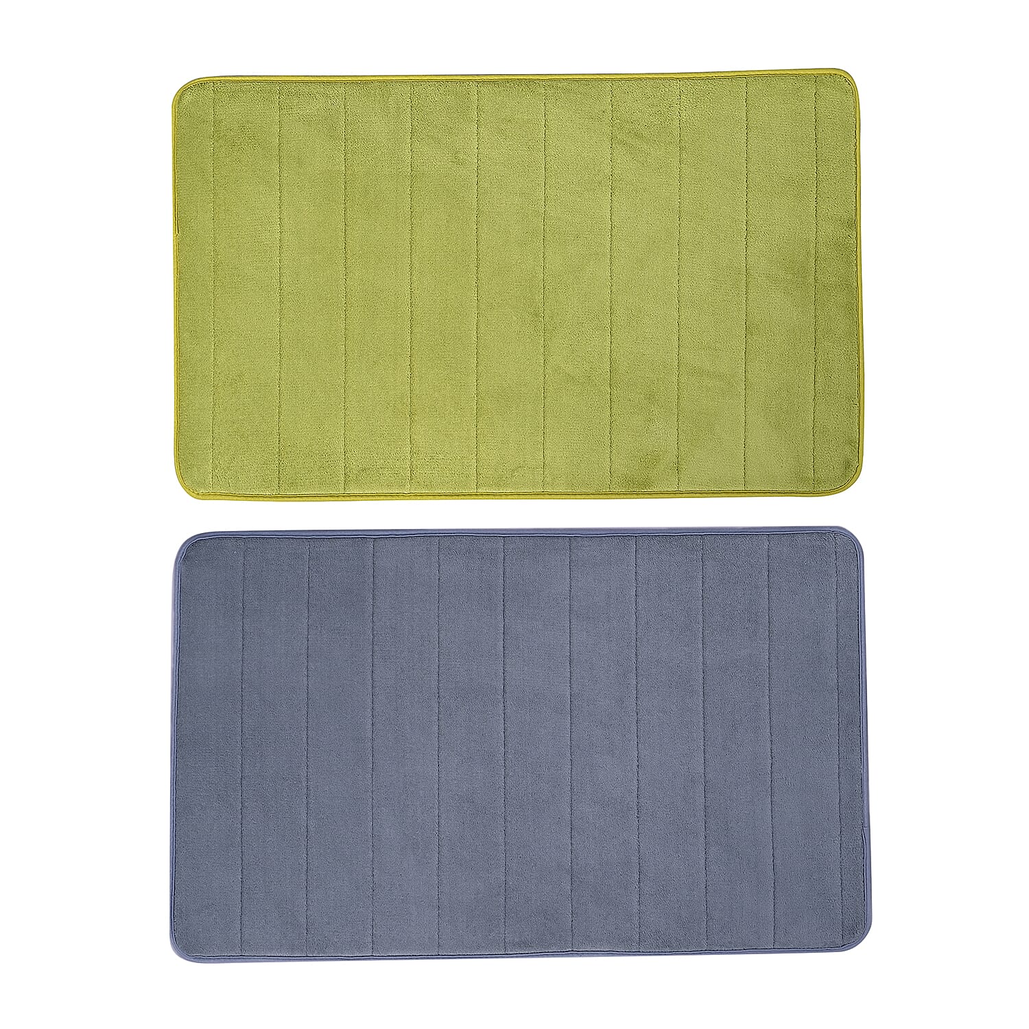 Set of 2 Anti Slip Bath Mat - Light Green and Grey