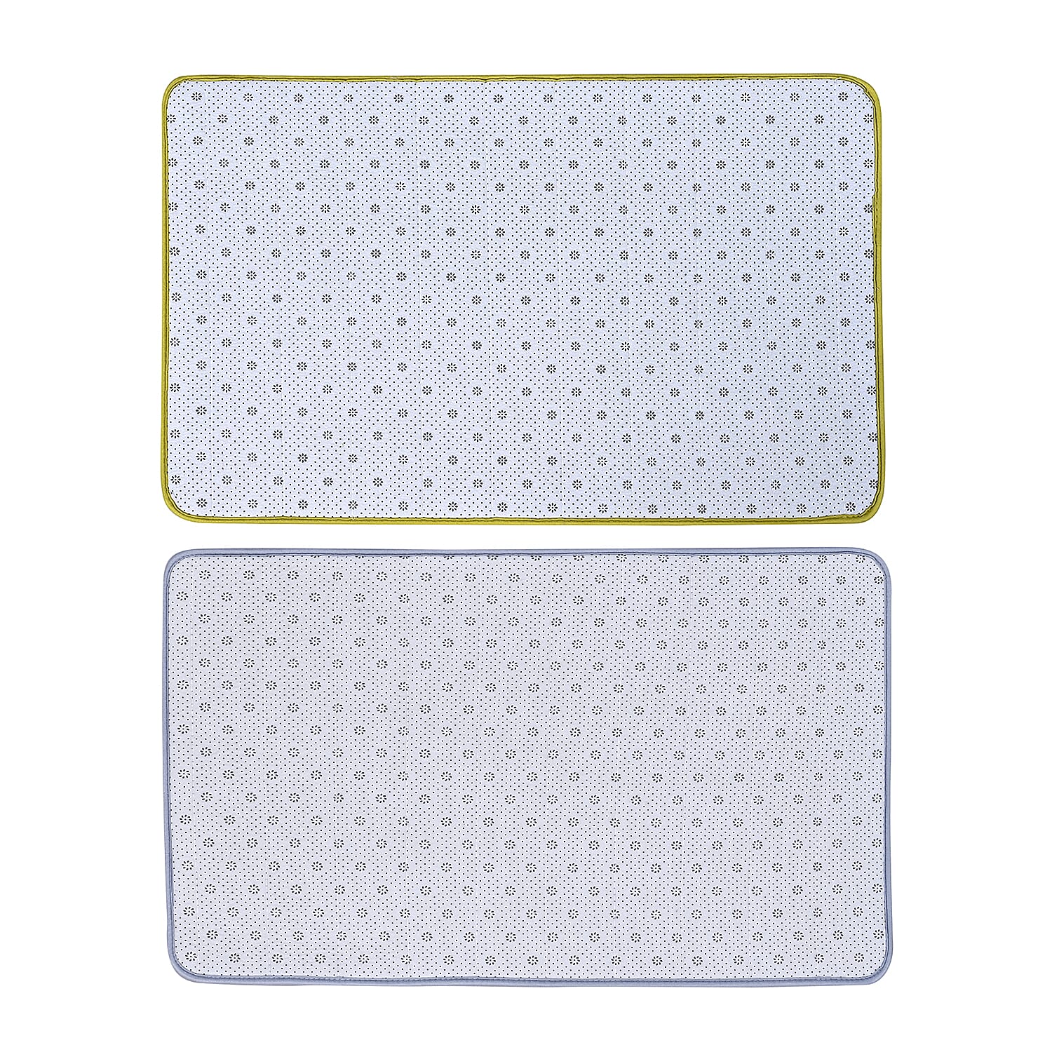Set of 2 Anti Slip Bath Mat - Light Green and Grey