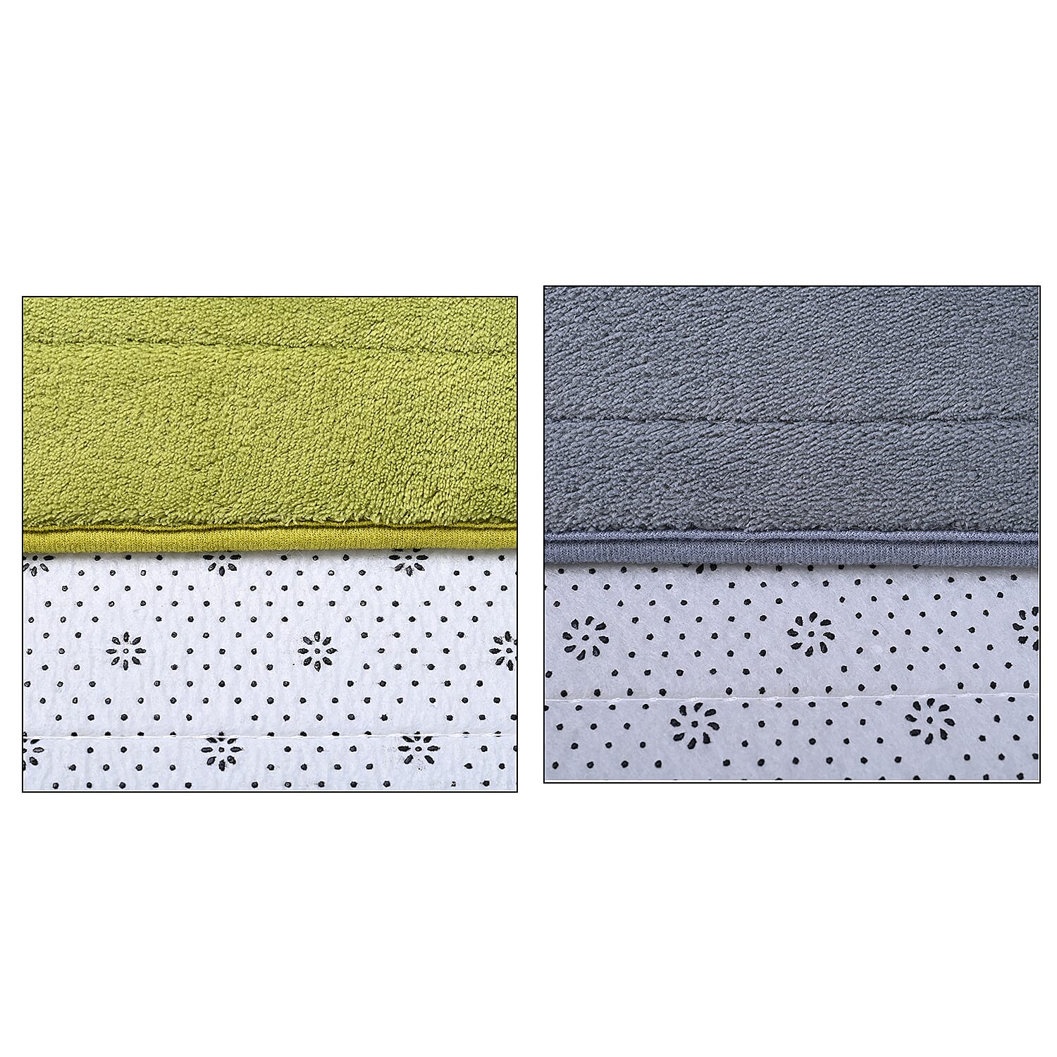 Set of 2 Anti Slip Bath Mat - Light Green and Grey