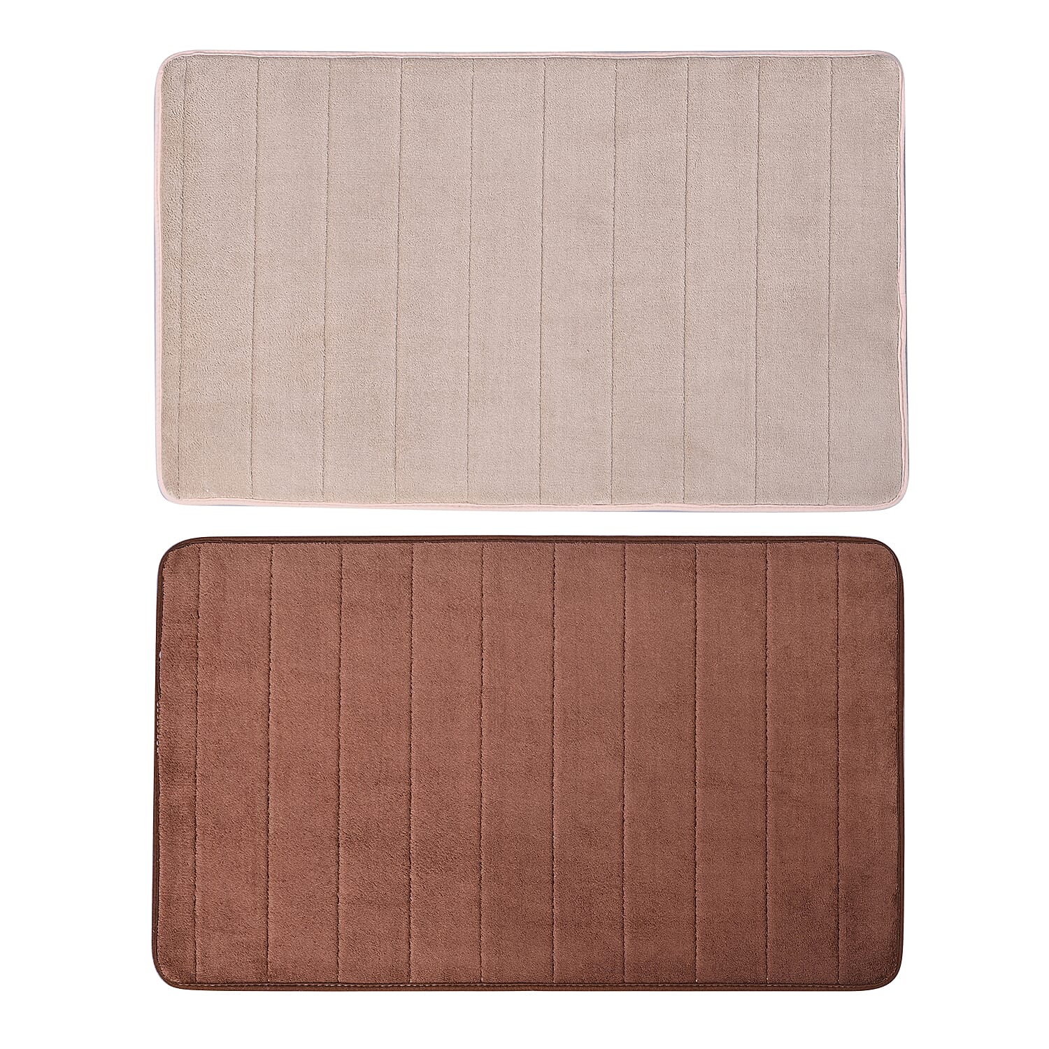 Set of 2 - Anti Slip Bath Mat (Size 79x50Cm) - Light Coffee and Brown