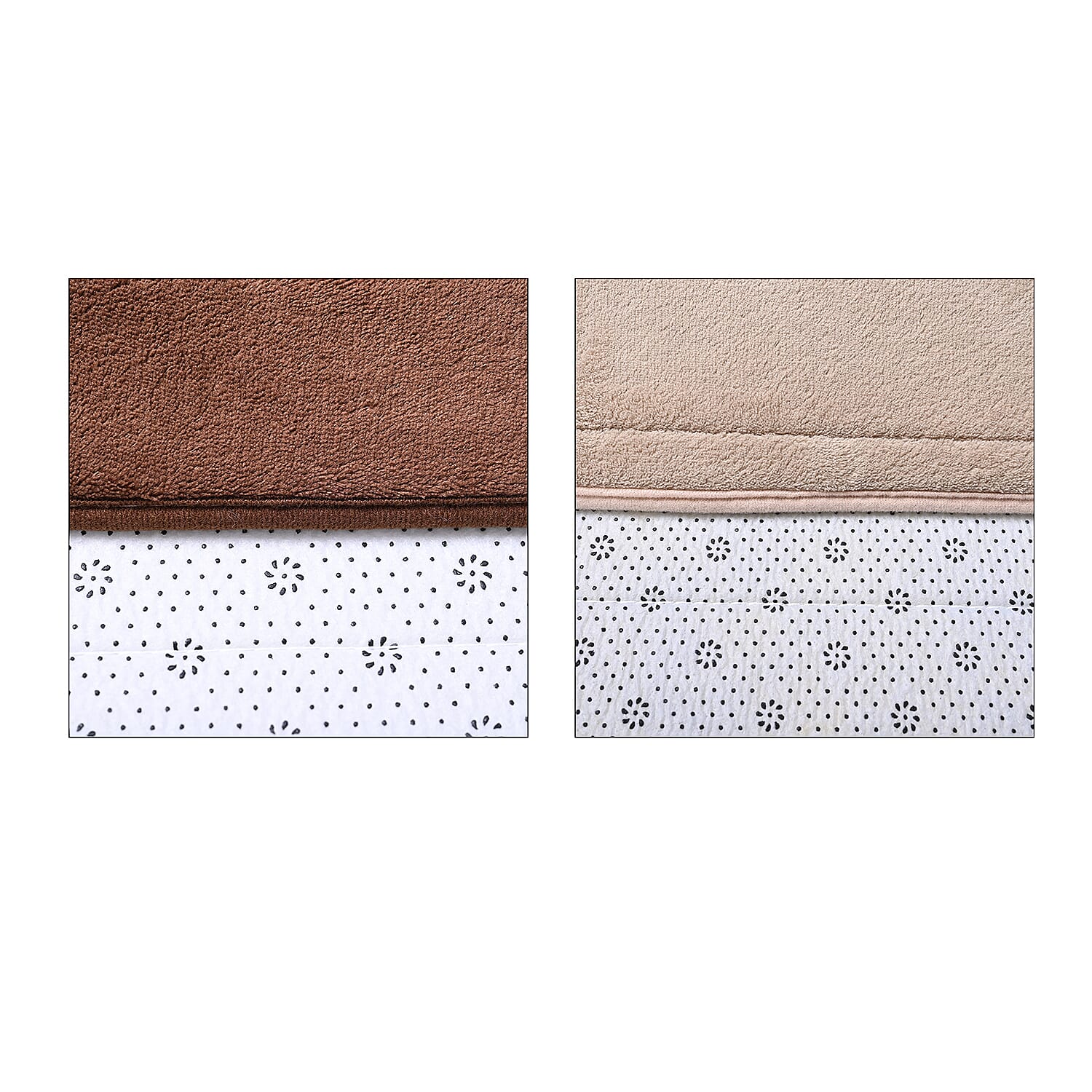 Set of 2 - Anti Slip Bath Mat (Size 79x50Cm) - Light Coffee and Brown