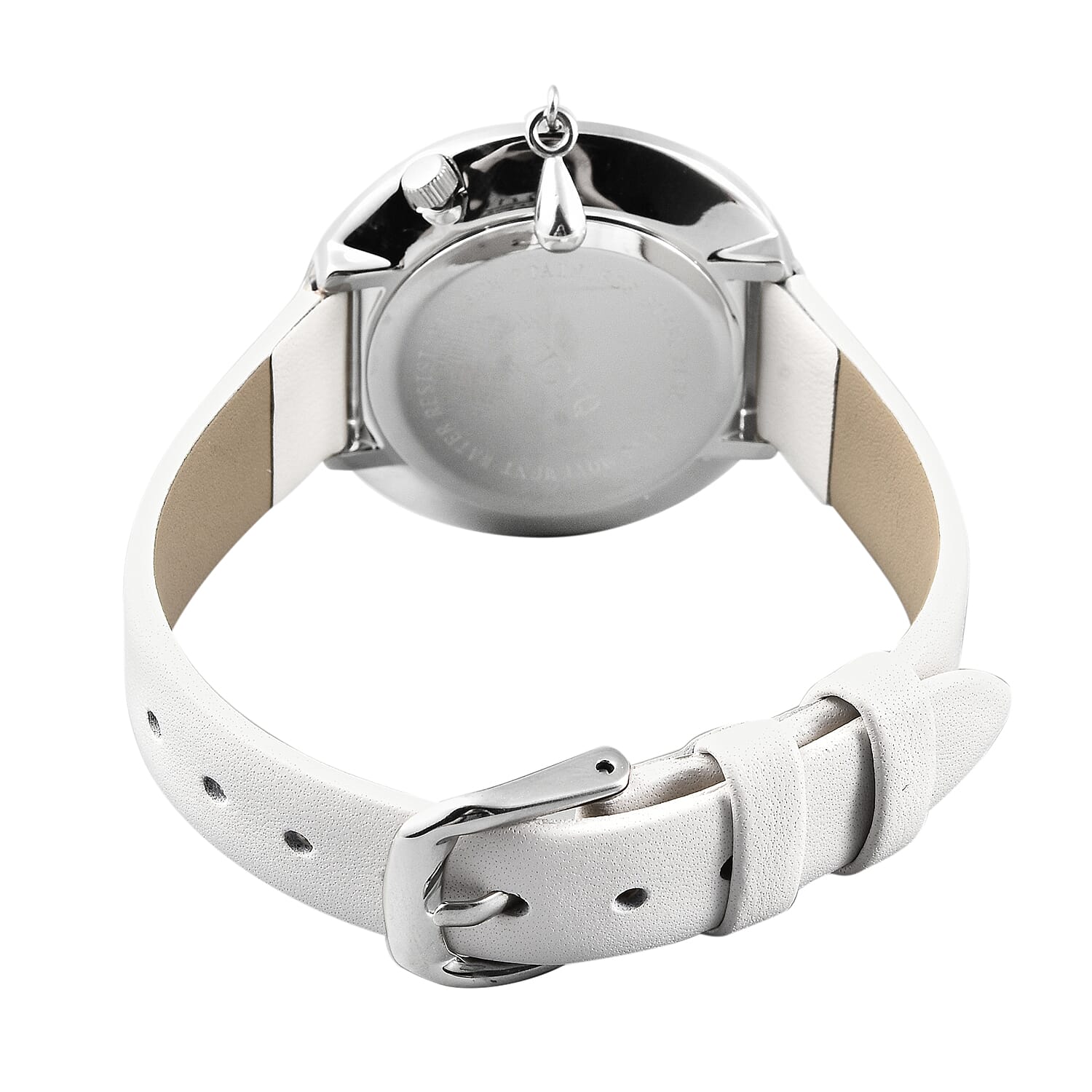 Lucy Q Swiss Movement 5 ATM Water Resistent Watch with Charm with White Strap in Stainless Steel