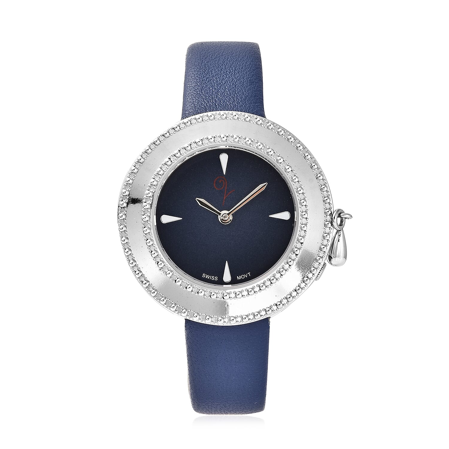 Lucy Q Swiss Movement 5 ATM Water Resistent Watch with Charm with Blue Strap in Stainless Steel
