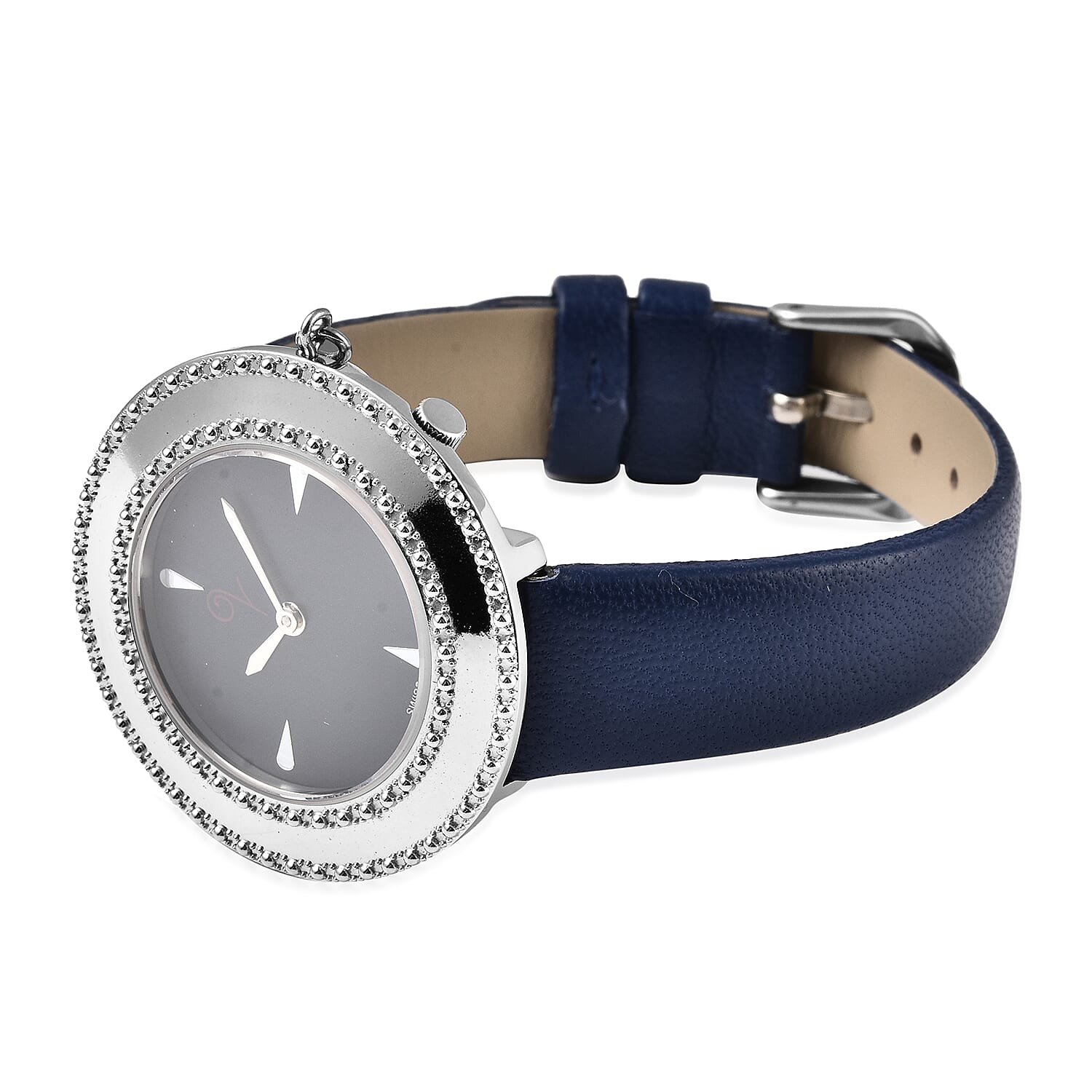 Lucy Q Swiss Movement 5 ATM Water Resistent Watch with Charm with Blue Strap in Stainless Steel