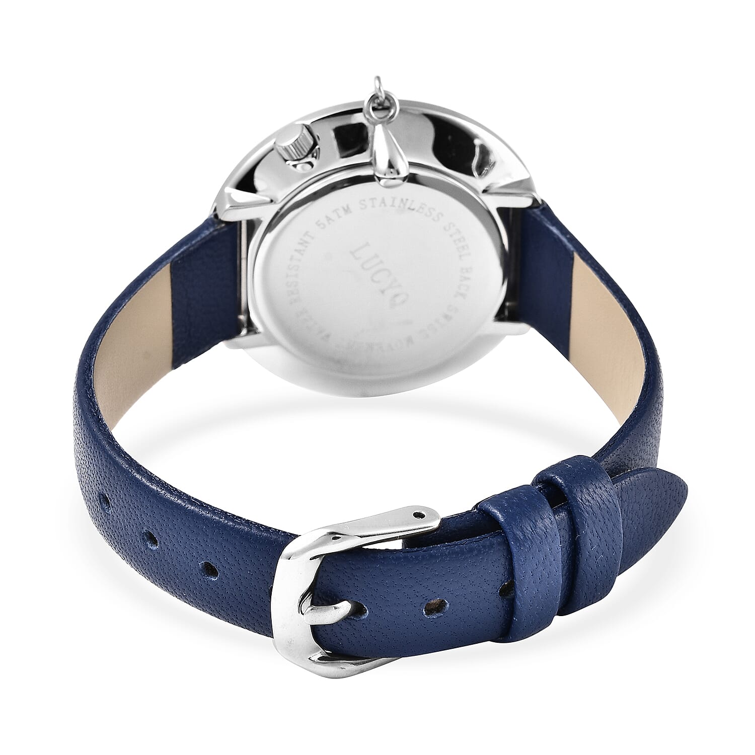 Lucy Q Swiss Movement 5 ATM Water Resistent Watch with Charm with Blue Strap in Stainless Steel