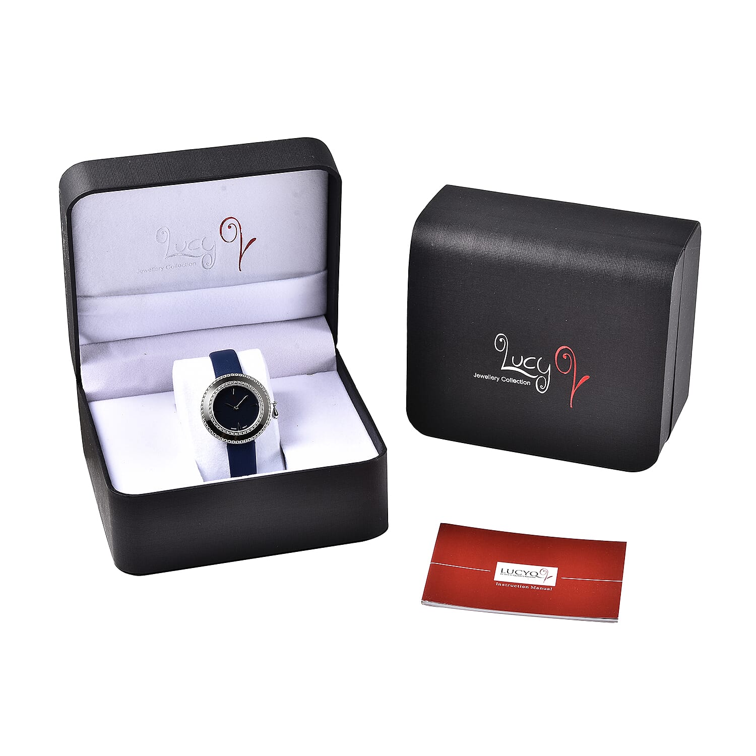 Lucy Q Swiss Movement 5 ATM Water Resistent Watch with Charm with Blue Strap in Stainless Steel