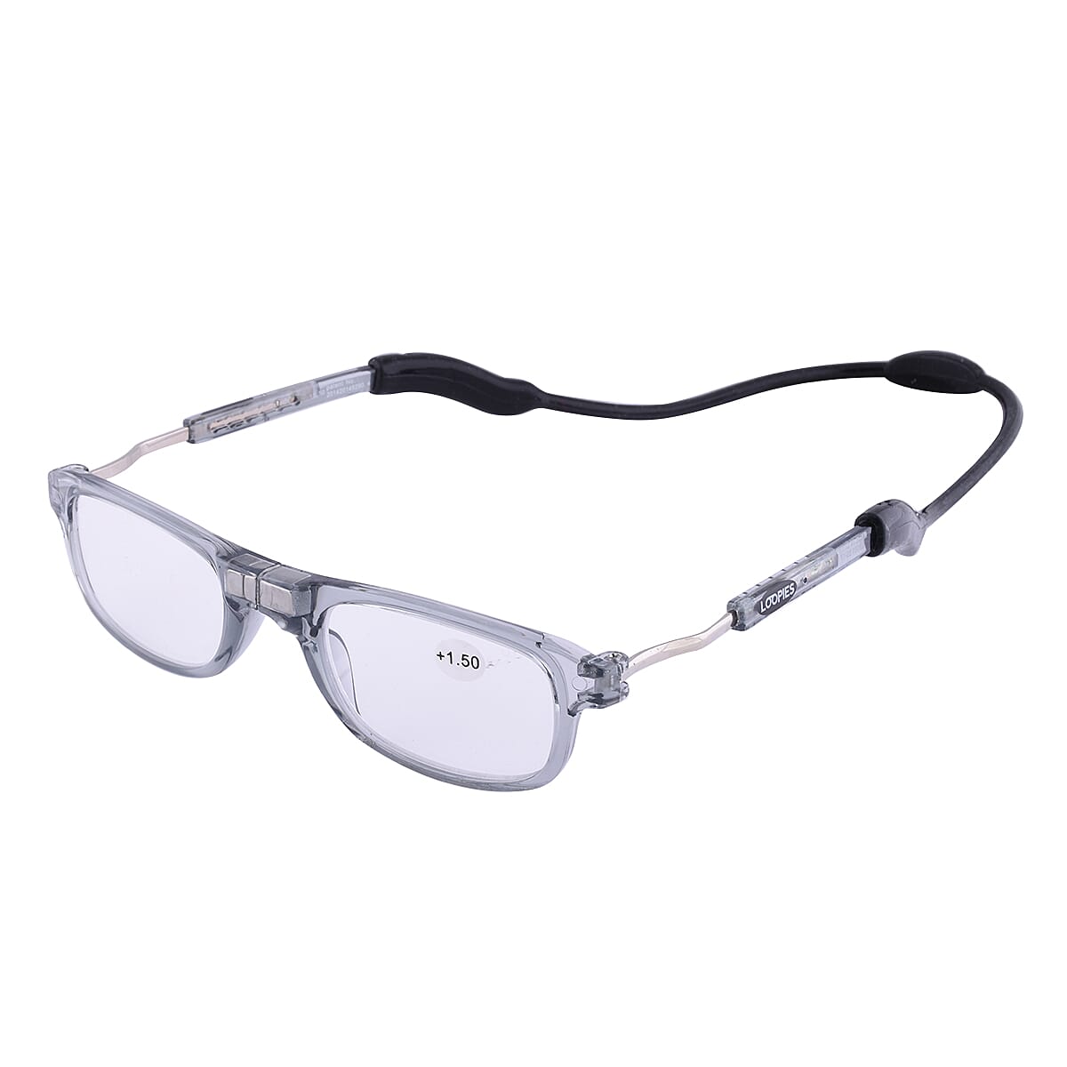 Loopies +1.50 Diopter Magnetic Reading Glasses in White Frame