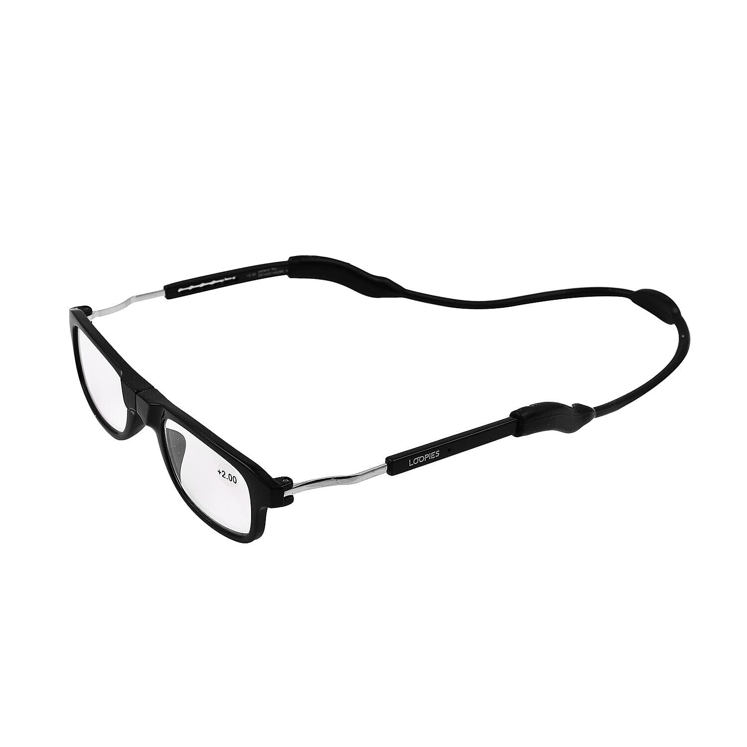 Loopies +1.50 Diopter Magnetic Reading Glasses in White Frame