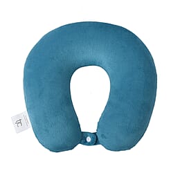 Stylish and Comfortable Memory Foam Ergonomic Neck Pillow with Snap Closure - Teal