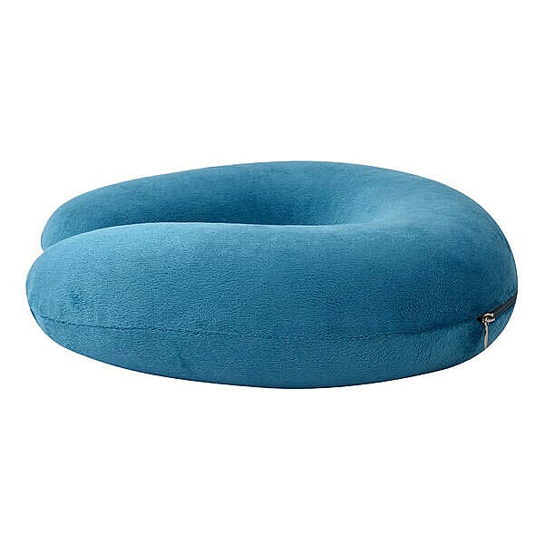 Stylish and Comfortable Memory Foam Ergonomic Neck Pillow with Snap Closure - Teal