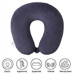 Stylish and Comfortable Memory Foam Ergonomic Neck Pillow with Snap Closure (Size:30x30Cm) - Navy