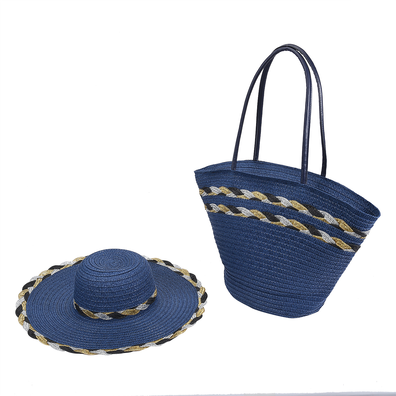 2-Piece-Set-Handbag-with-Matching-Hat-Tote-Bag-and-Zipper-Closure-(Siz