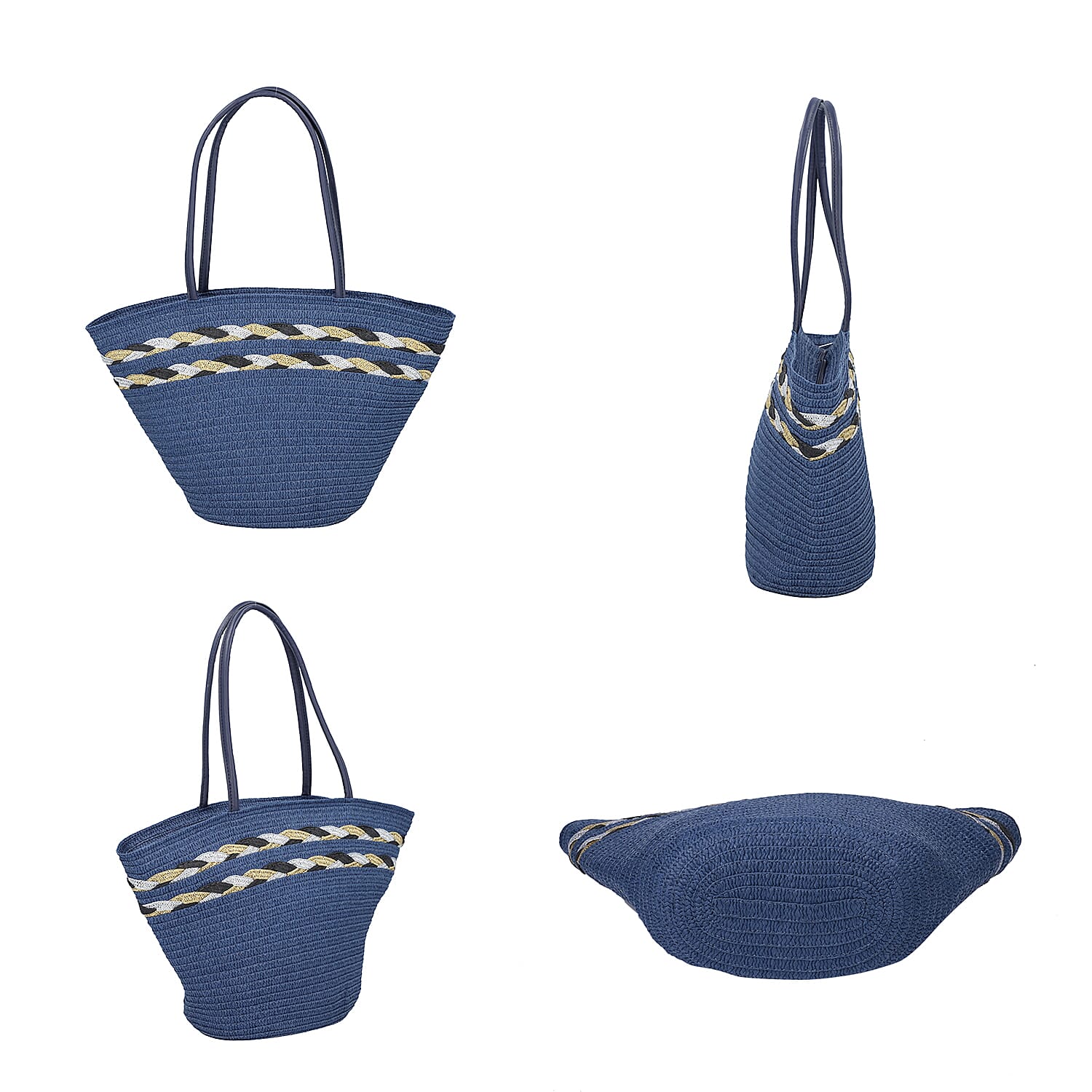 2 Piece Set - Handbag with Matching Hat Tote Bag - Beige and Khaki