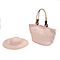 2 Piece Set - Handbag with Matching Hat Tote Bag and Zipper Closure (Size 48x30x17 Cm) - Dark Pink
