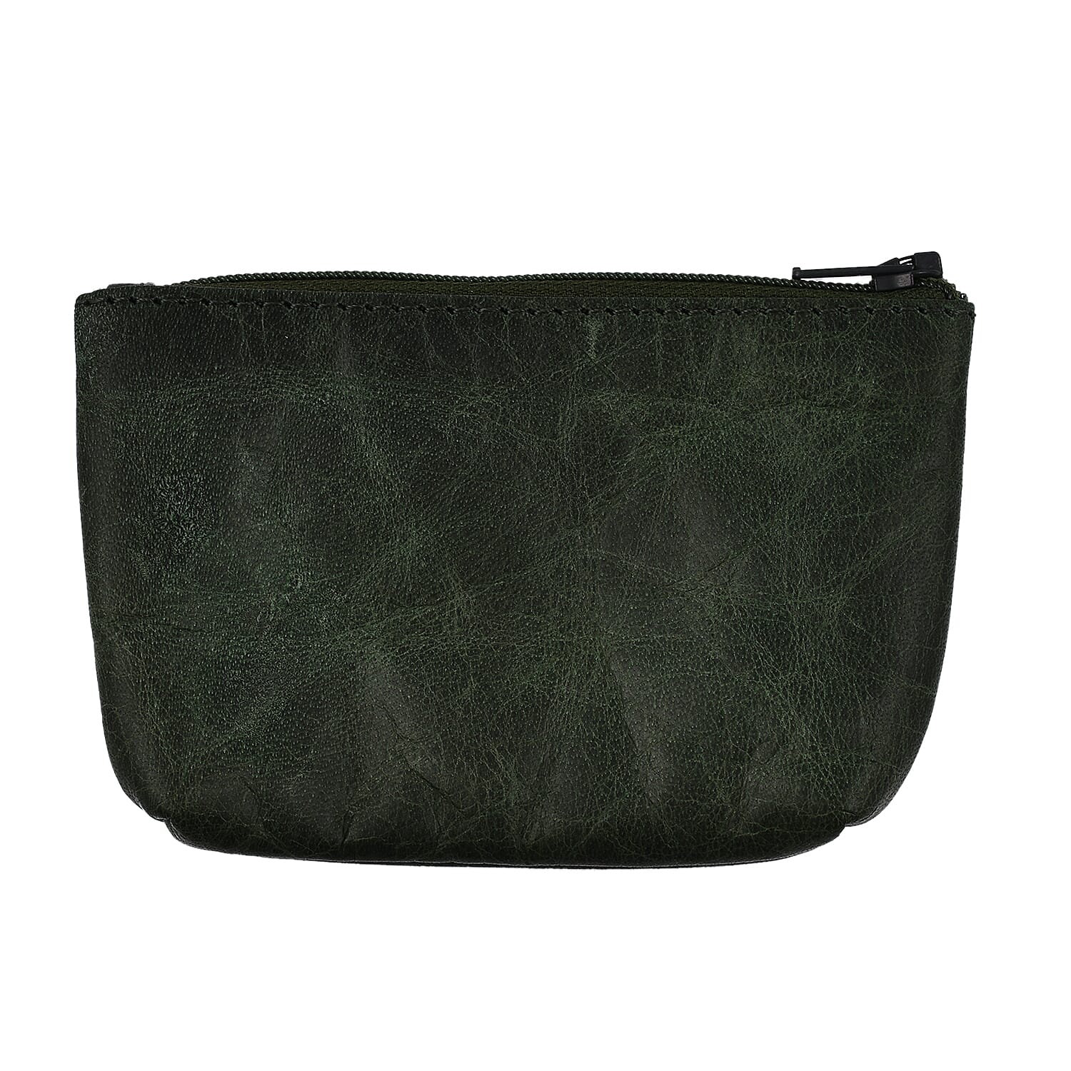 Assots London Diana 100% Genuine Leather Zip Top Coin Purse in Green (Size 11x2x8cm)