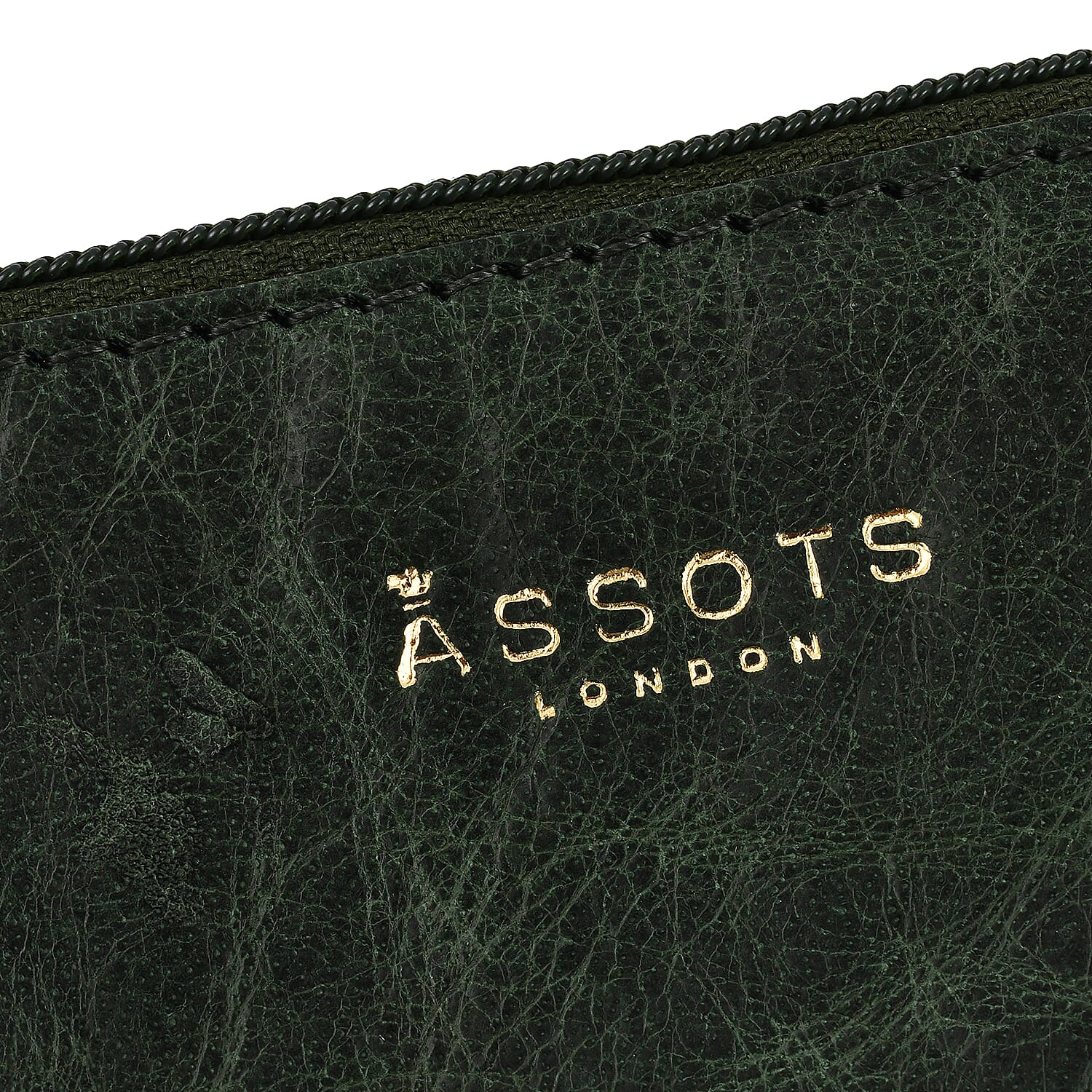 Assots London Diana 100% Genuine Leather Zip Top Coin Purse in Green (Size 11x2x8cm)