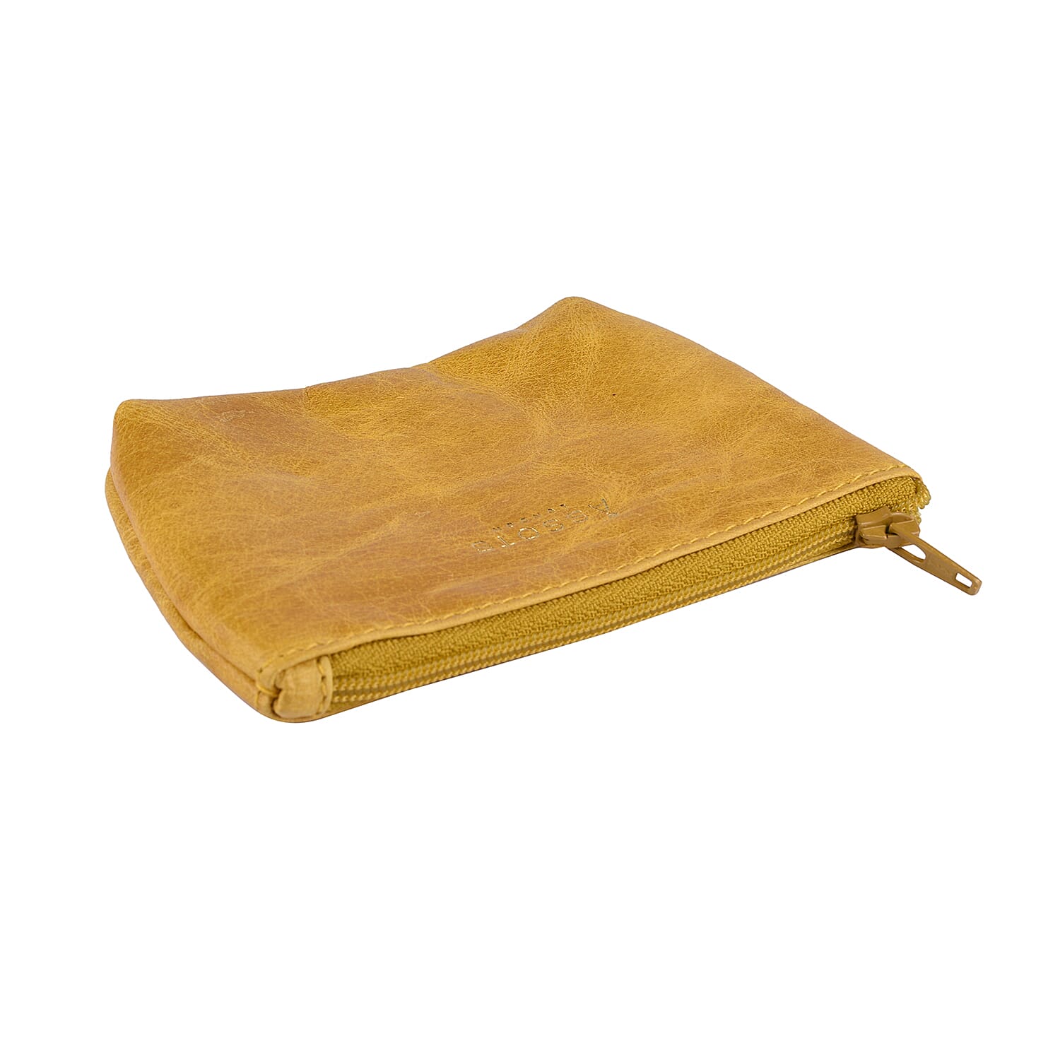 Assots London Diana 100% Genuine Leather Zip Top Coin Purse in Yellow (Size 11x2x8cm)