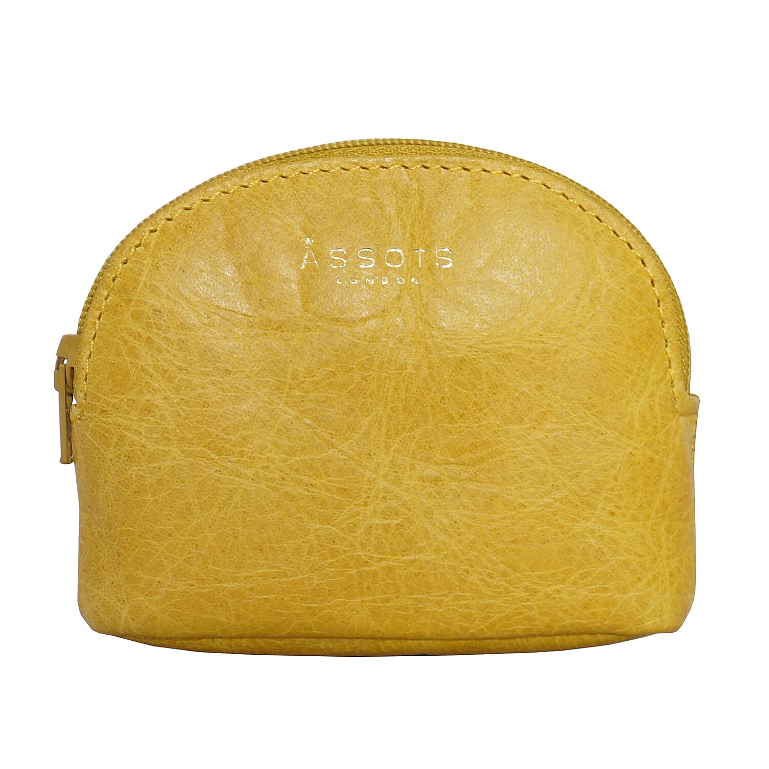 Assots London Lotty 100% Genuine Leather Zip Top Coin Purse (Size 10x2x8 Cm) - Yellow