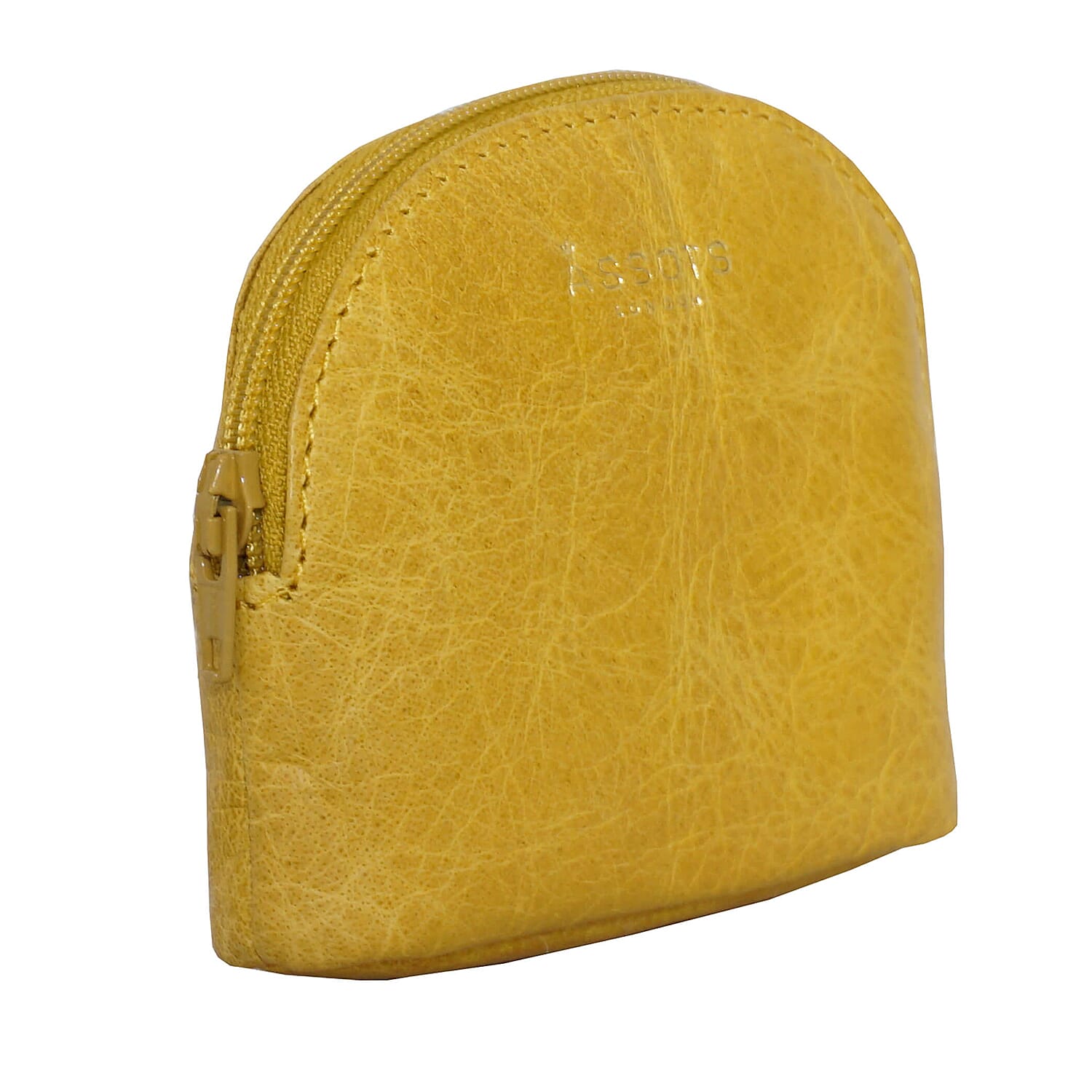 Assots London Lotty 100% Genuine Leather Zip Top Coin Purse (Size 10x2x8 Cm) - Yellow