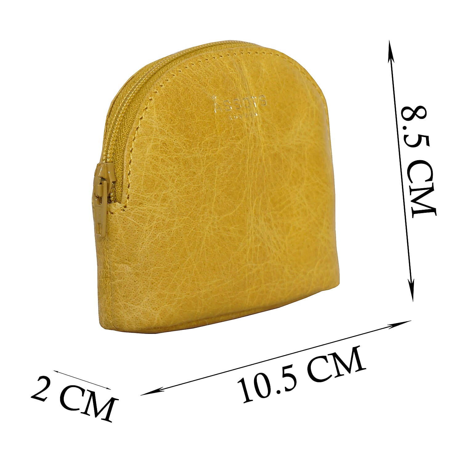 Assots London Lotty 100% Genuine Leather Zip Top Coin Purse (Size 10x2x8 Cm) - Yellow