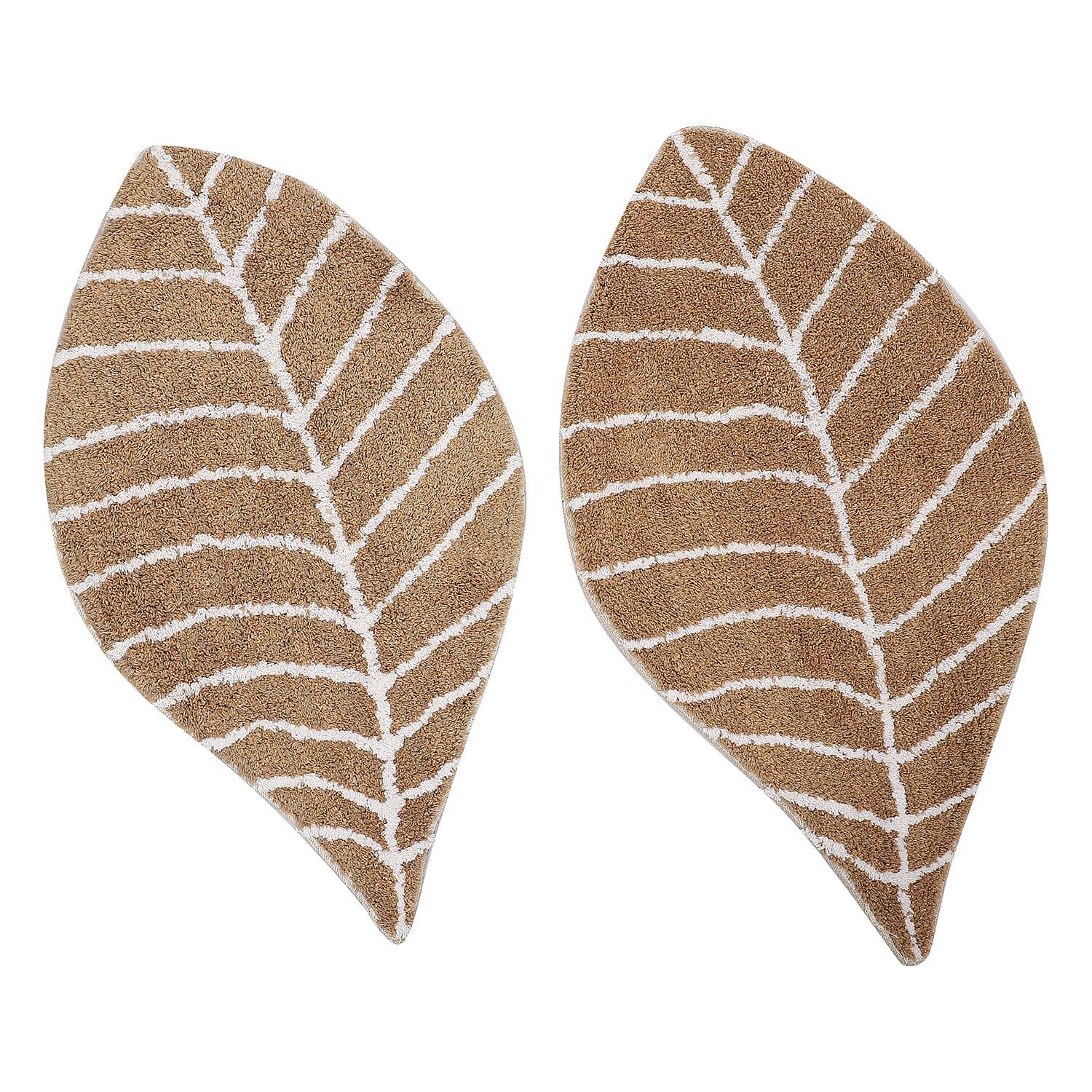 Cotton Leaf Shape Mat - Beige and White
