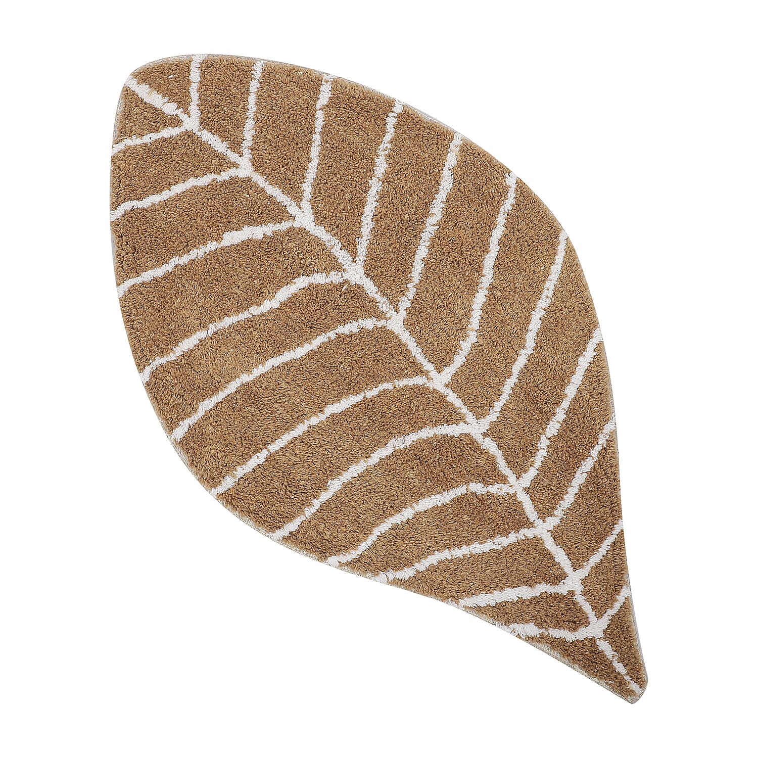 Cotton Leaf Shape Mat - Beige and White