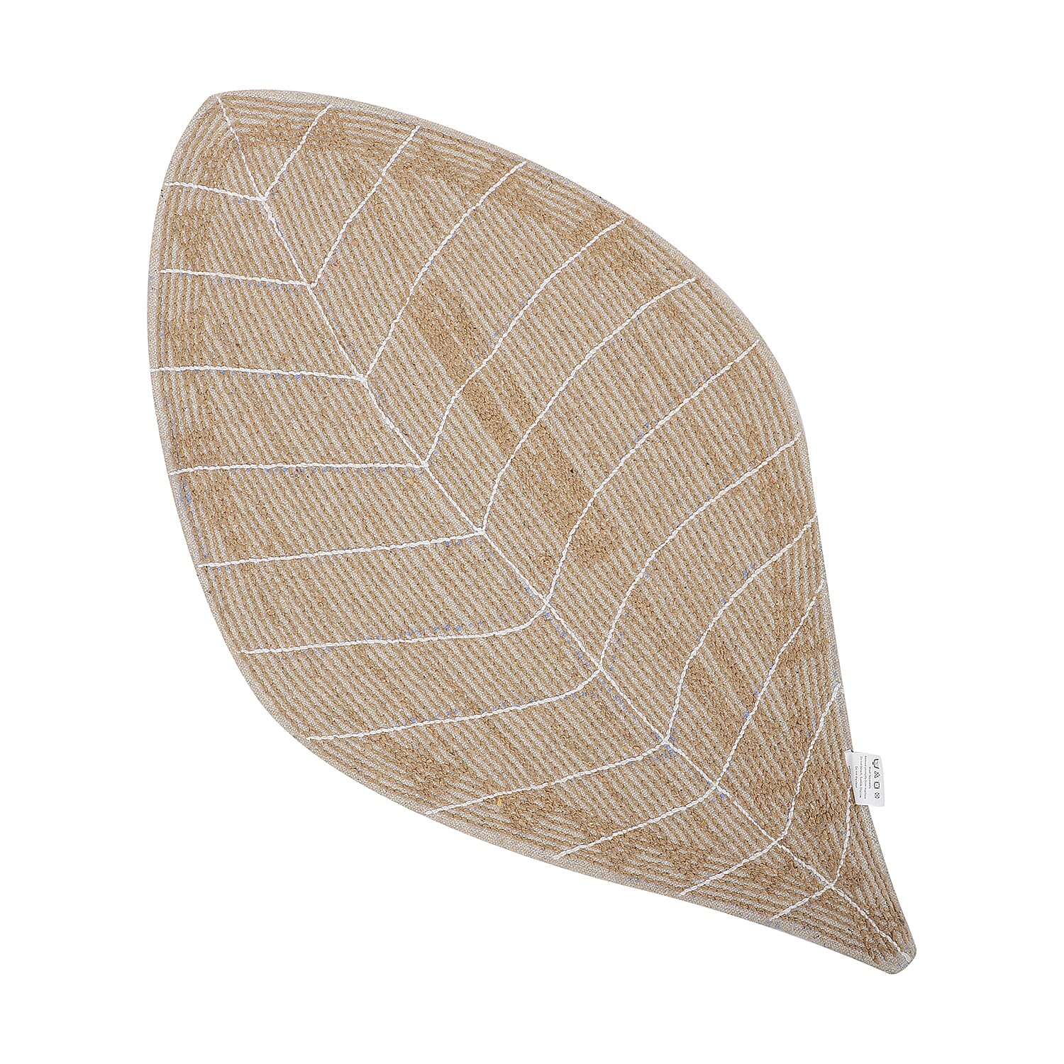 Cotton Leaf Shape Mat - Beige and White
