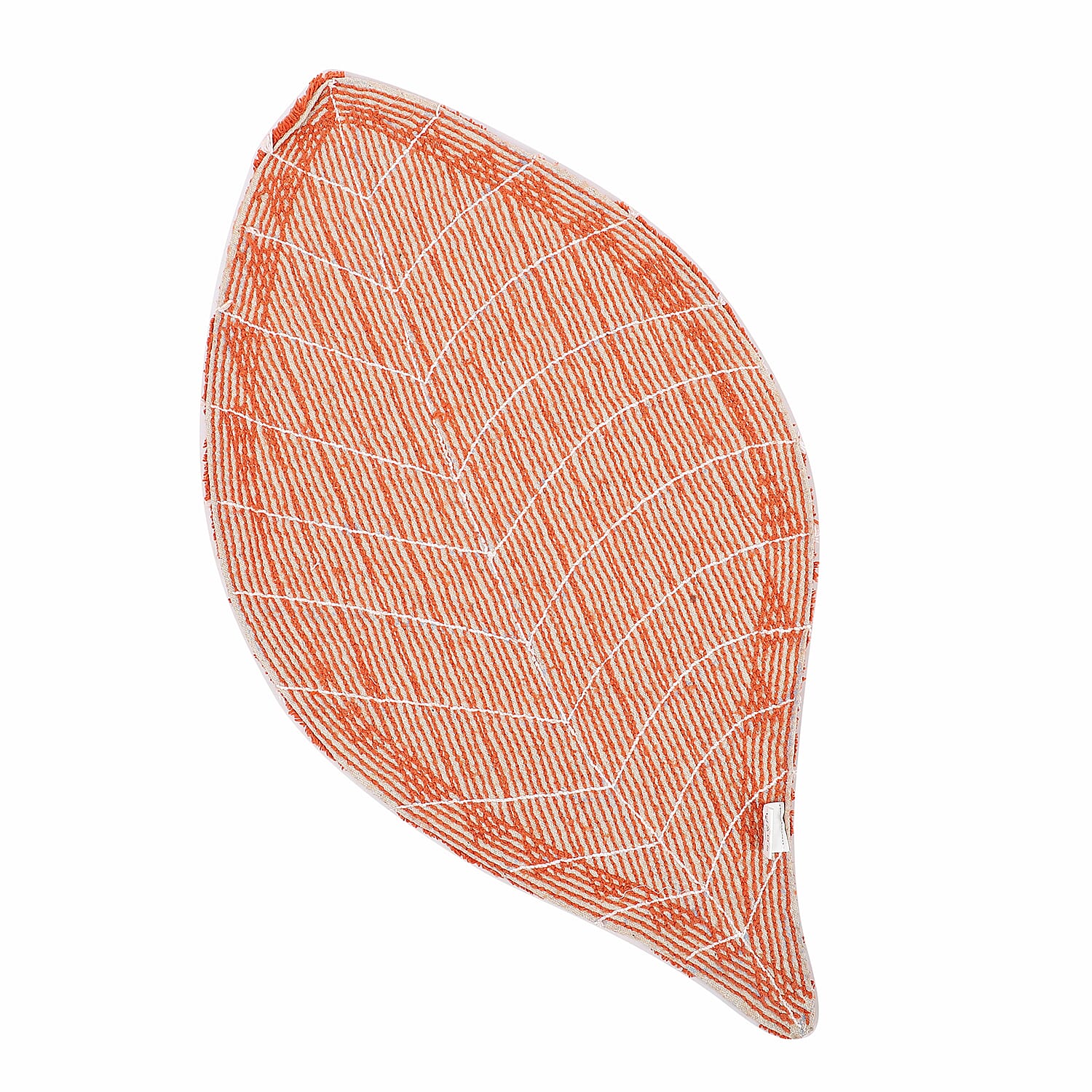 Set of 2 -100% Cotton Leaf Shape Mat (Size 75x45 Cm) - Orange and White