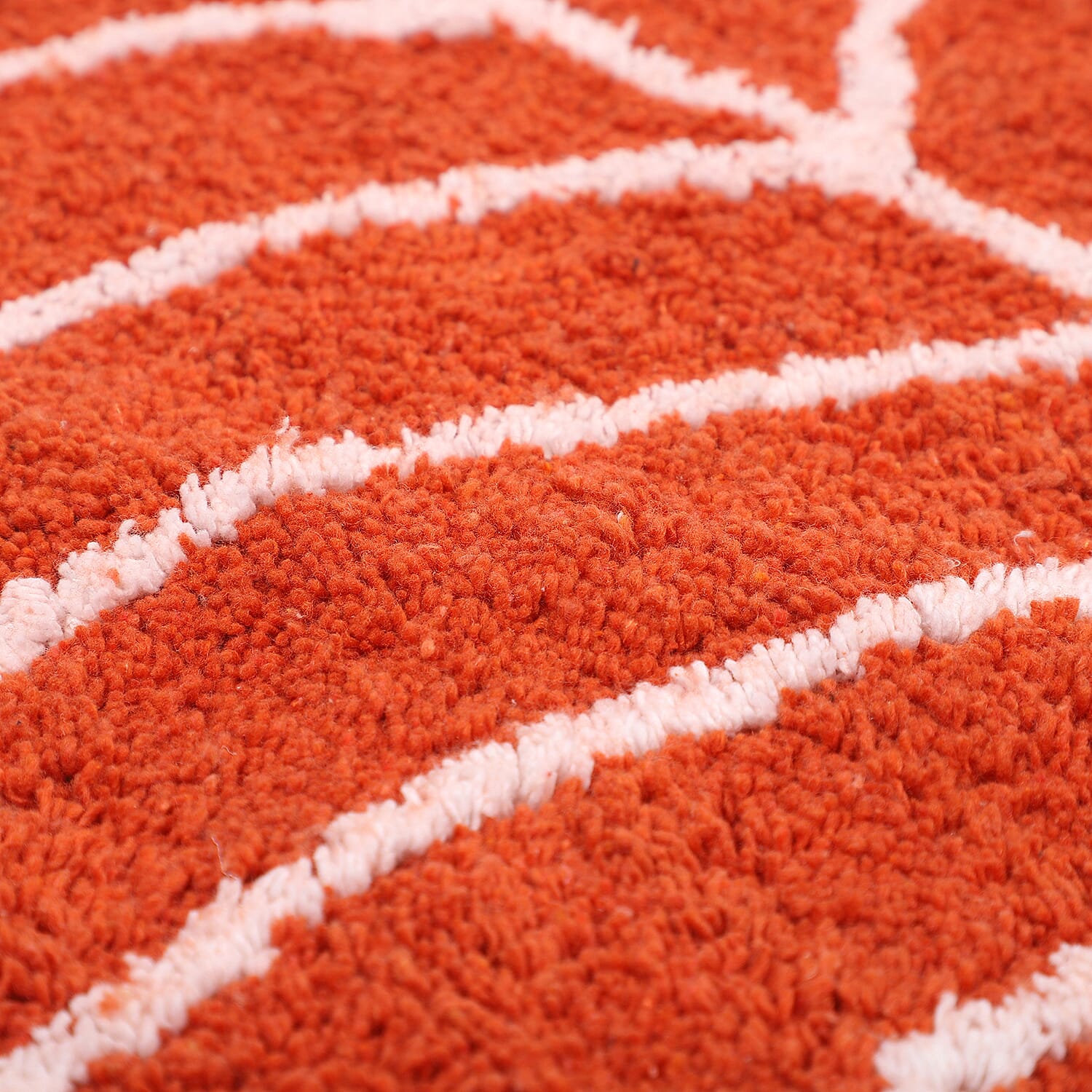 Set of 2 -100% Cotton Leaf Shape Mat (Size 75x45 Cm) - Orange and White