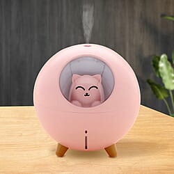 The Fifth Season - Cute Planet Cat Humidifier with 10ml Rose Fragrance Oil and Colour Changing LED Light - Pink