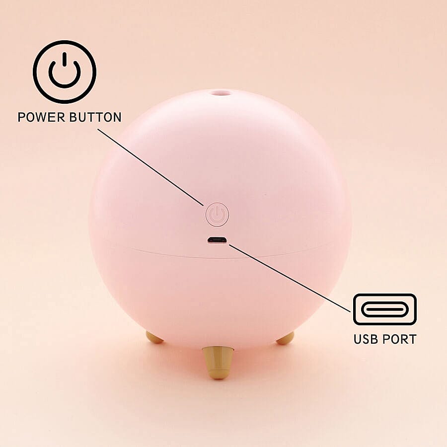 The Fifth Season - Cute Planet Cat Humidifier with 10ml Rose Fragrance Oil and Colour Changing LED Light - Pink