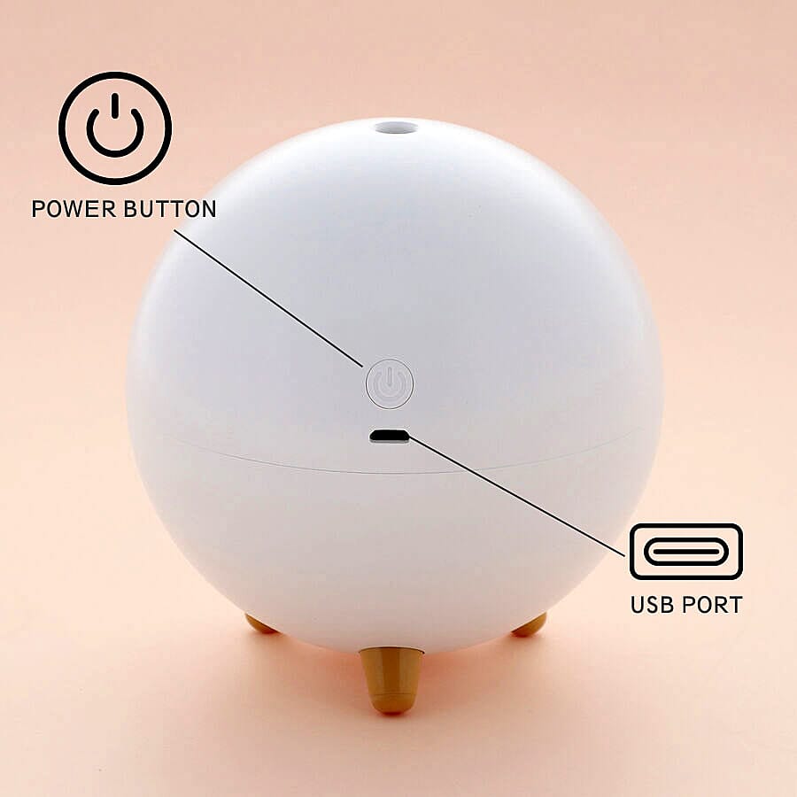 The Fifth Season - Cute Planet Cat Humidifier with 10ml Lavender Fragrance Oil and Colour Changing LED Light - White