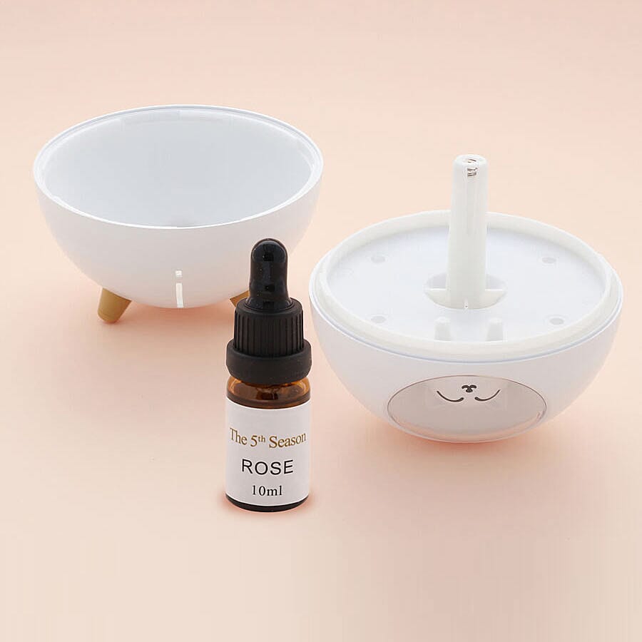 The Fifth Season - Cute Planet Cat Humidifier with 10ml Lavender Fragrance Oil and Colour Changing LED Light - White